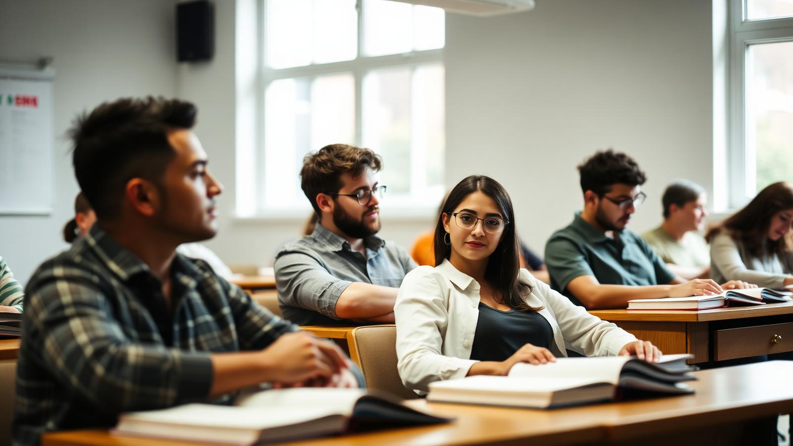 Estudantes em sala de aula preparatória